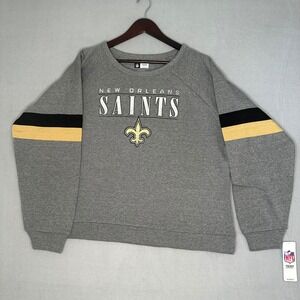 New Orleans Saints NFL Team Apparel Womens 2XL Gray Crewneck‎ Sweatshirt